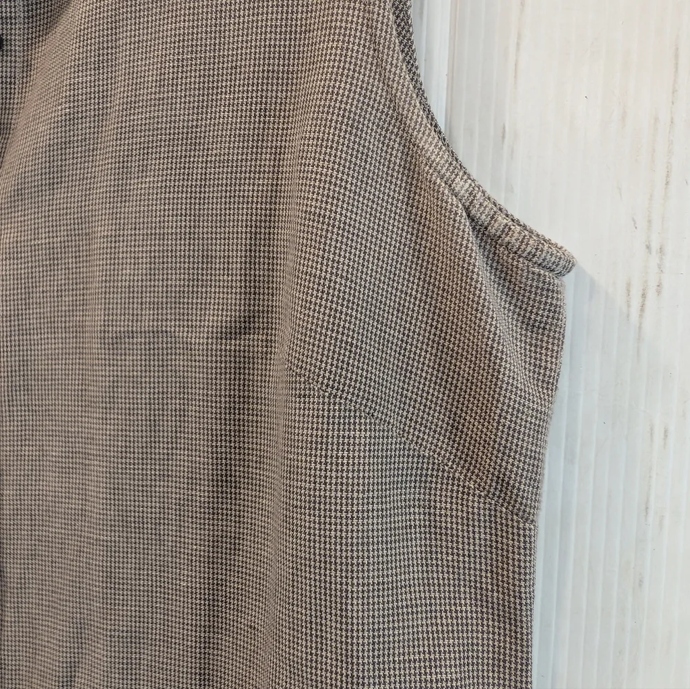 L.L. BEAN Brown Tan Houndstooth Button Front Midi Sleeveless Shirt Dress Size 14 - Picture 7 of 9